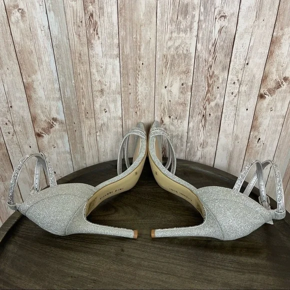 Gianni Bini Maycie “Silver” Ankle Wrap Sandal/Heel Size 7.5 Women - Picture 7 of 13